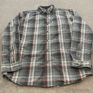 Carhartt Plaid Shirt Mens Size Medium Distressed Bellevue Long Sleeve 102202 029